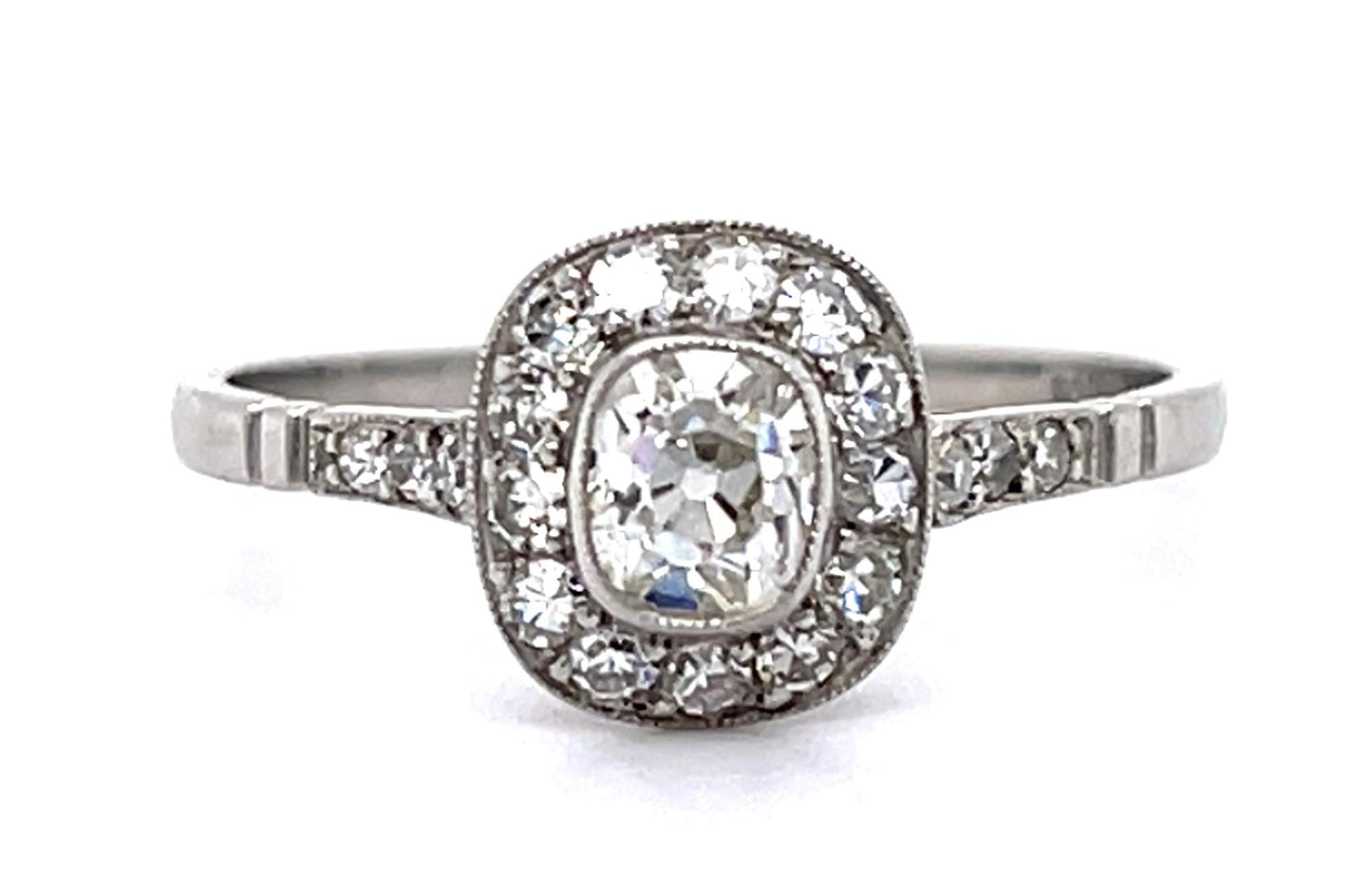 .42ct Old Mine Diamond PT Handmade Ring .50ct SD