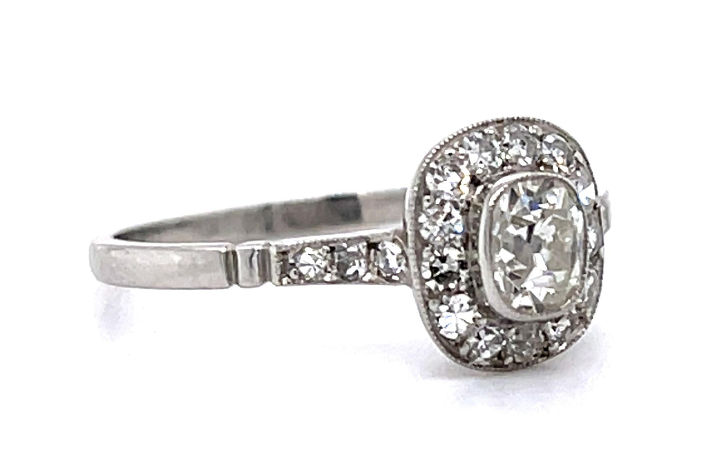 .42ct Old Mine Diamond PT Handmade Ring .50ct SD