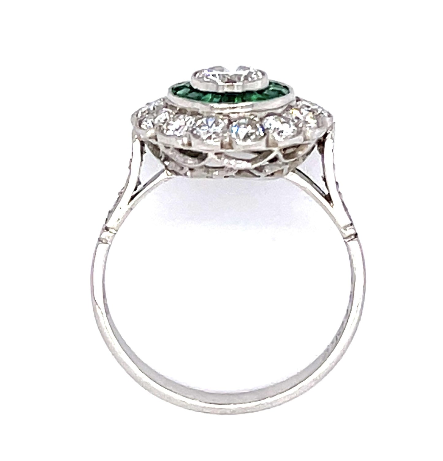 .37ct Diamond .44ct Emerald PT Handmade Ring 1.10ct SD
