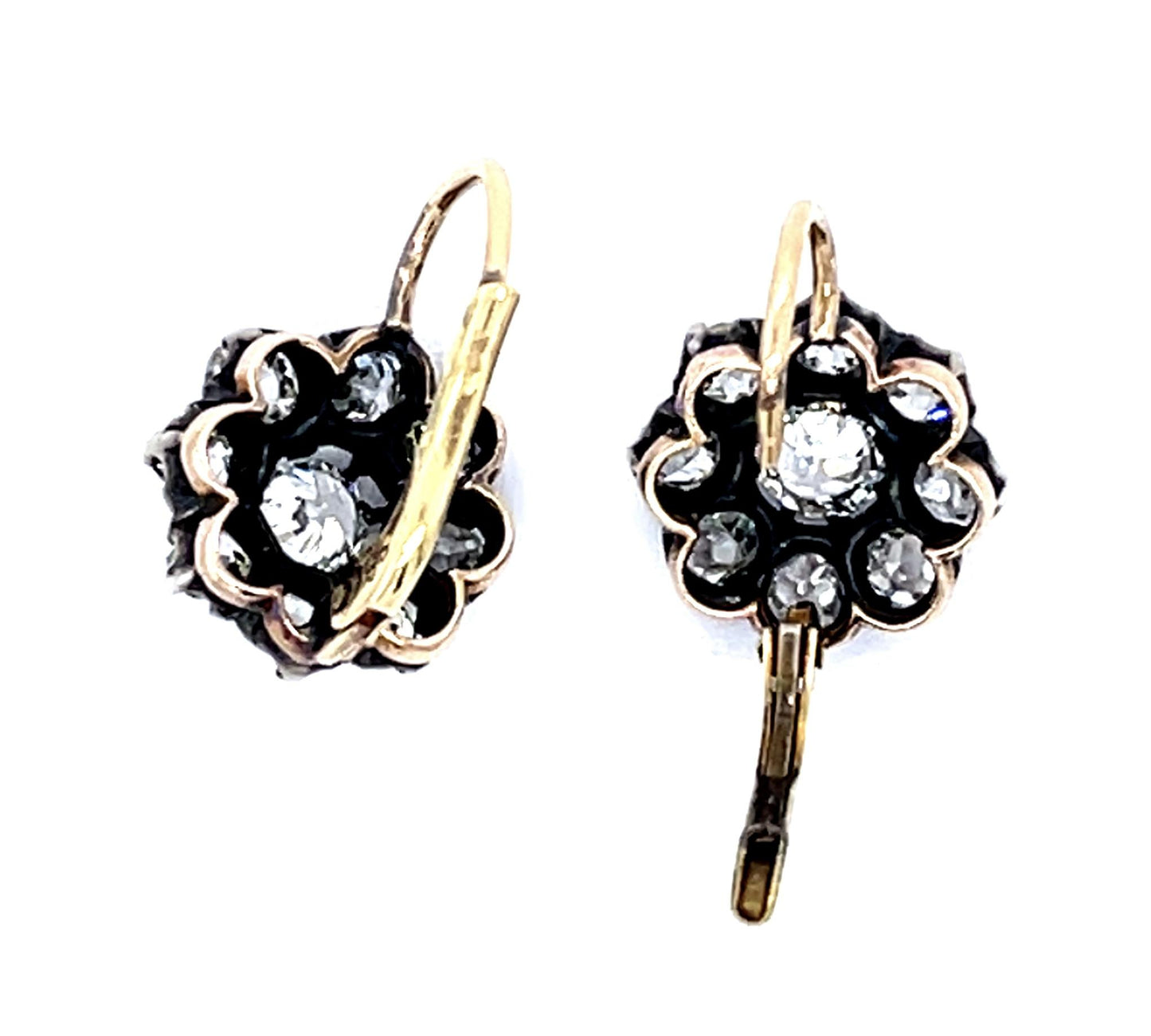 .60ct Old European Diamond Centers Silver+18KY Earrings 2.26ct SD