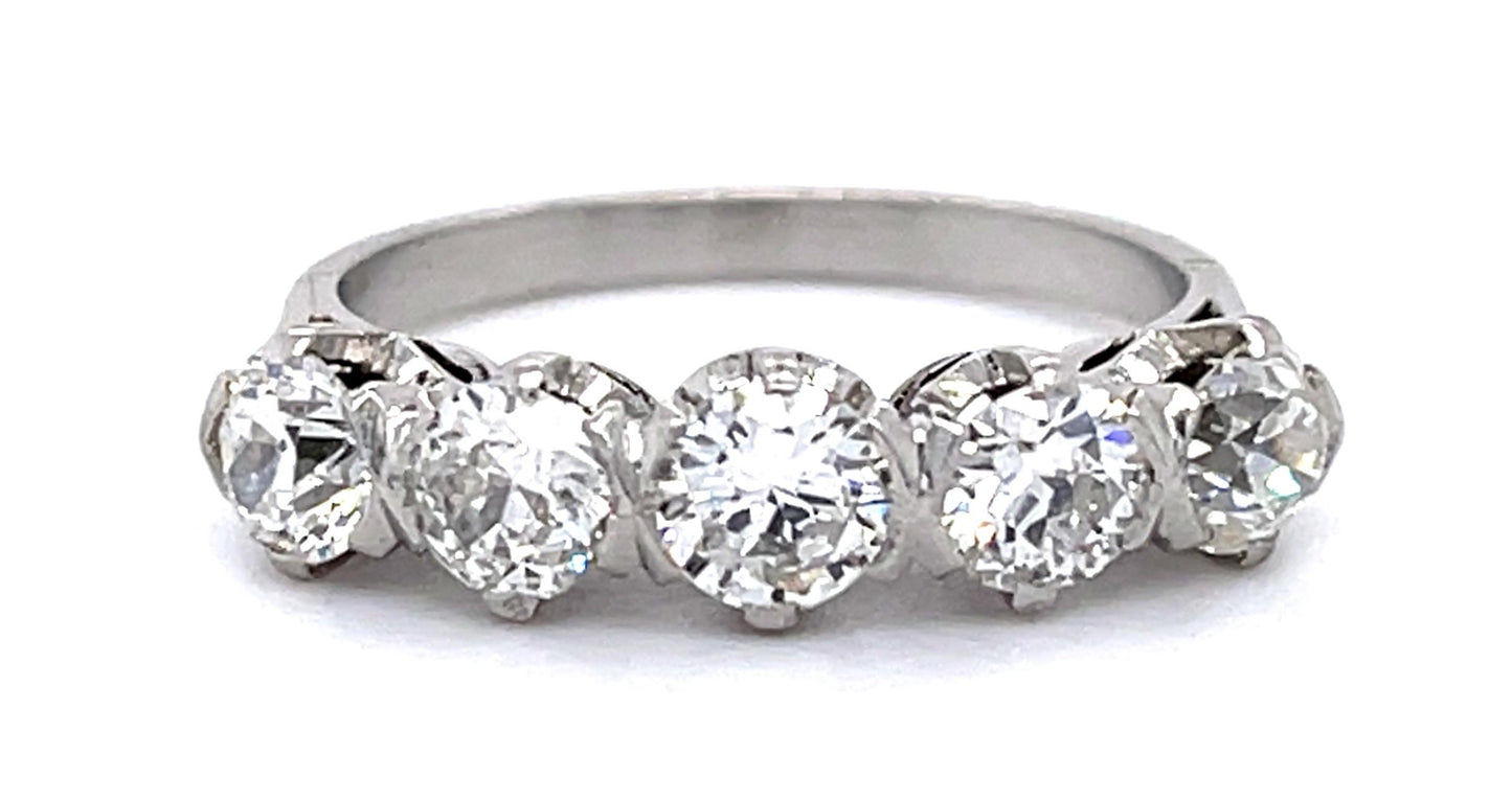 Art Deco 1.25ct Diamonds Platinum Handmade Ring (Vintage 1930s) 4.71g 6 Size