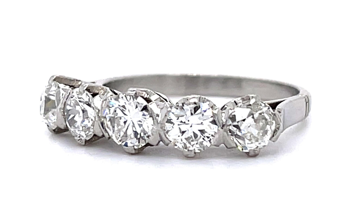 Art Deco 1.25ct Diamonds Platinum Handmade Ring (Vintage 1930s) 4.71g 6 Size