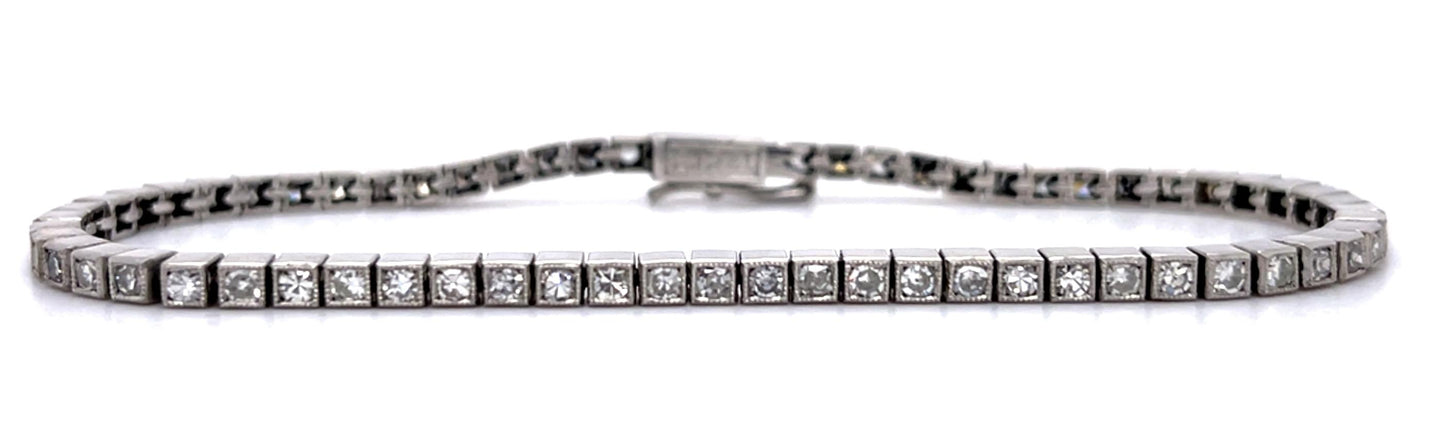 2.12ct Diamond Platinum Handmade Tennis Bracelet