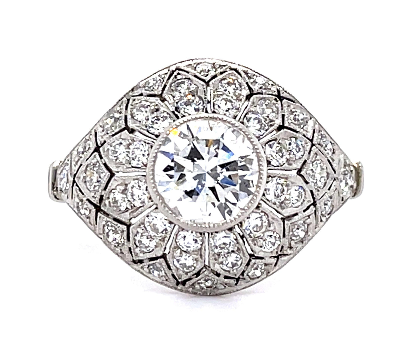 1.16ct Round Diamond PT Handmade Ring