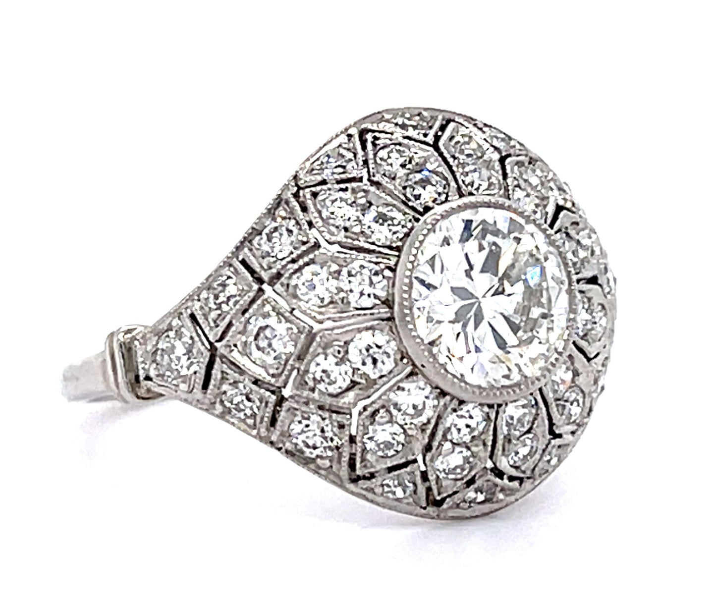 1.16ct Round Diamond PT Handmade Ring