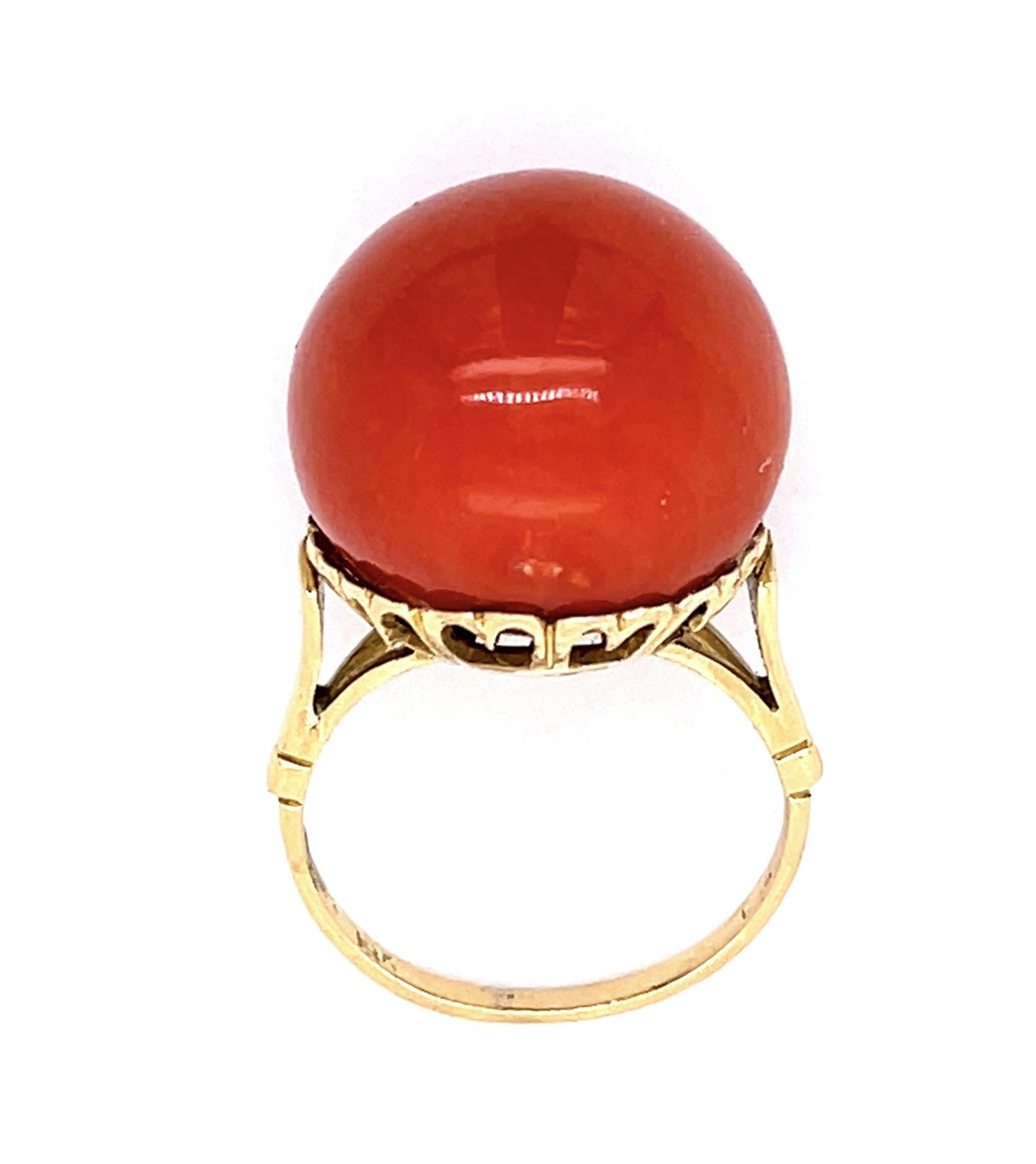 Victorian 25ct Coral 18KY Ring (Antique 1890s)