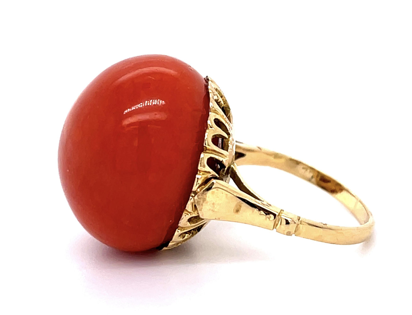 Victorian 25ct Coral 18KY Ring (Antique 1890s)