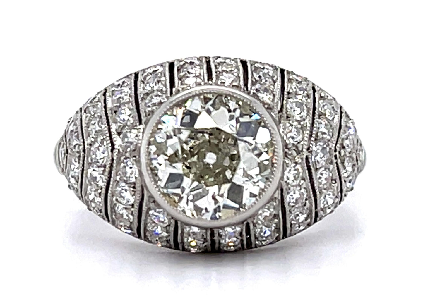 1.48ct Old European Diamond PT Handmade Ring .88ct SD