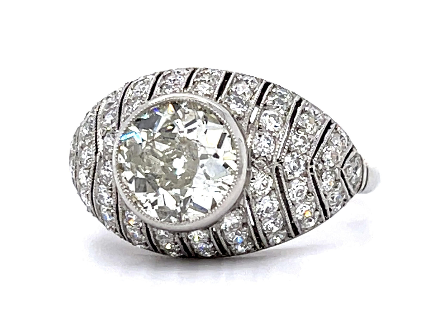 1.48ct Old European Diamond PT Handmade Ring .88ct SD