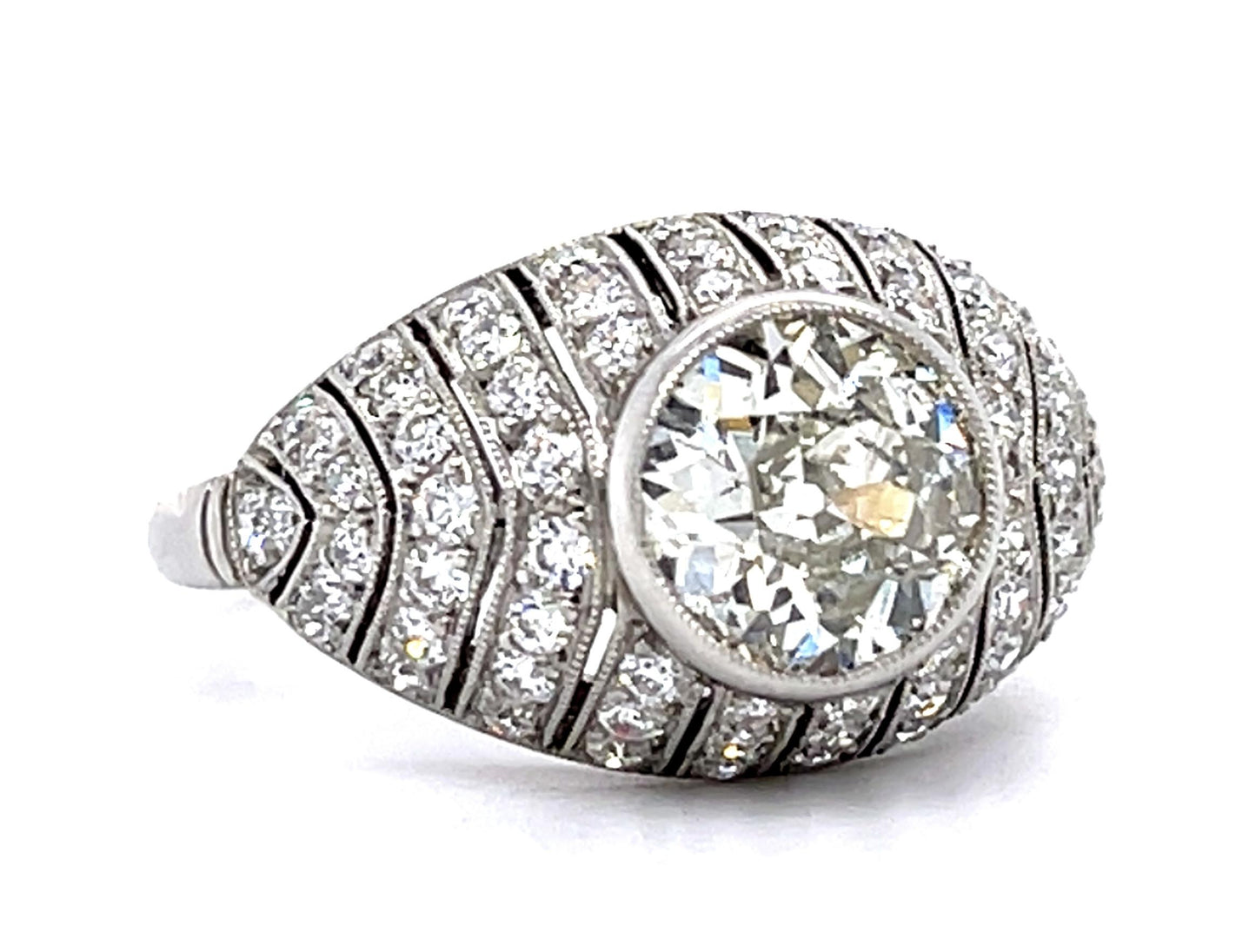 1.48ct Old European Diamond PT Handmade Ring .88ct SD