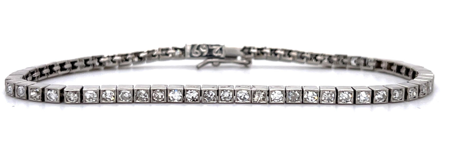 2.69ct Single-cut Diamond PT Handmade Bracelet
