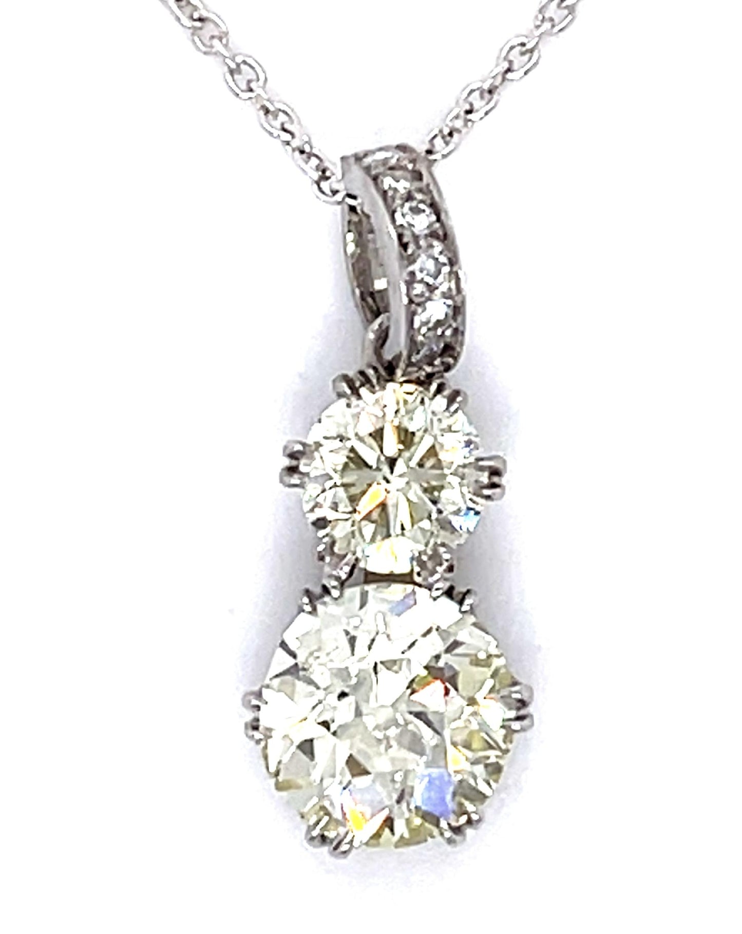 2ct Old European Diamond Center PT Handmade Pendant .90ct SD