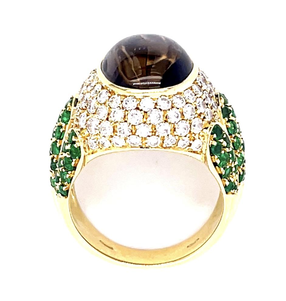 8ct Iolite 2ct Diamond 1.75ct Emerald 18KY Ring