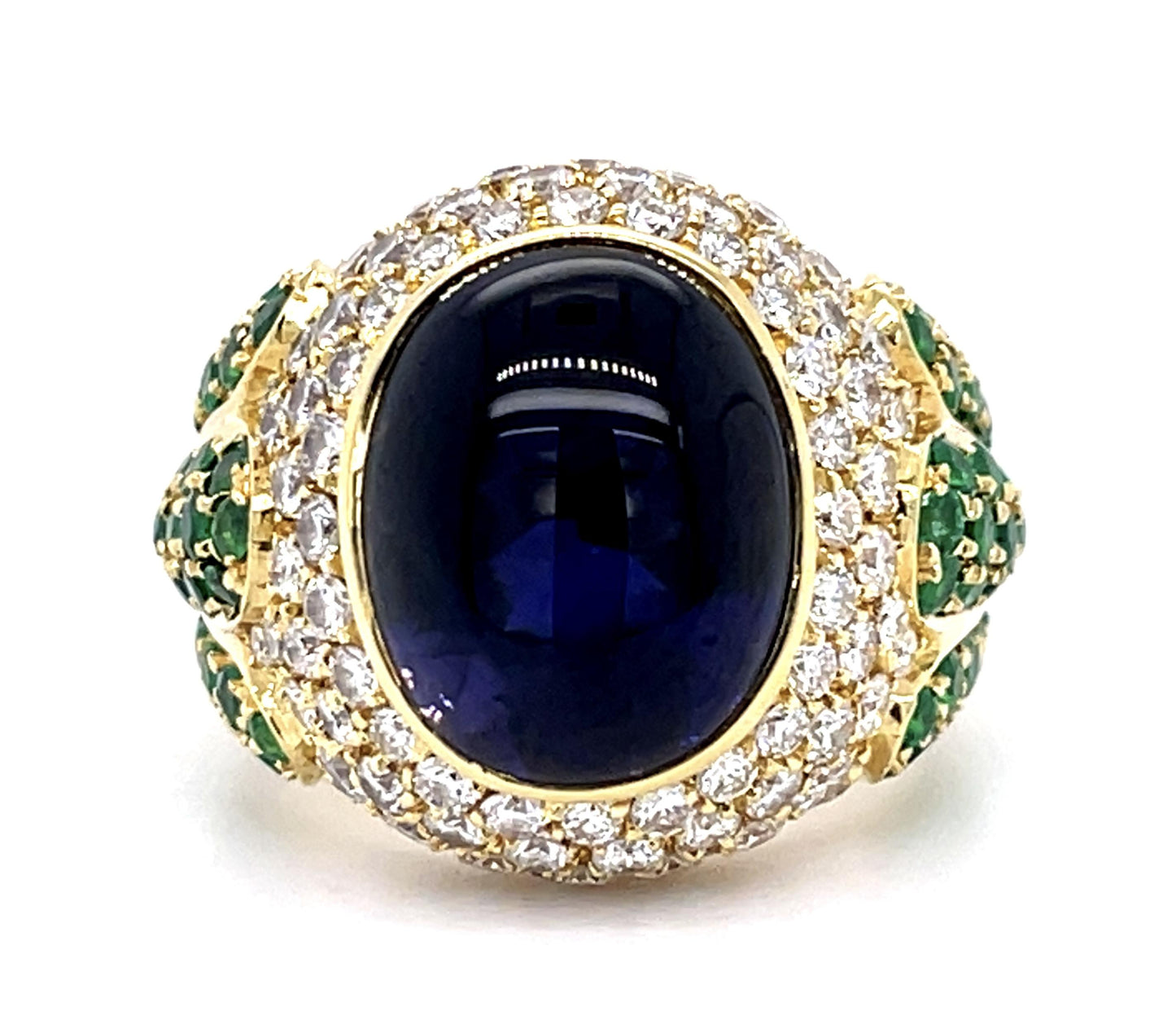 8ct Iolite 2ct Diamond 1.75ct Emerald 18KY Ring