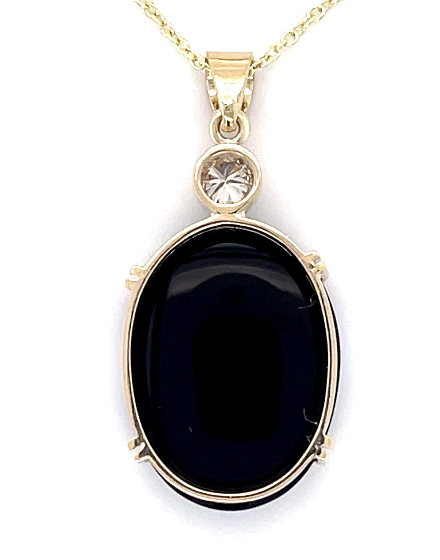 6.70ct Doublet Opal .17ct Diamond 14KY Handmade Pendant
