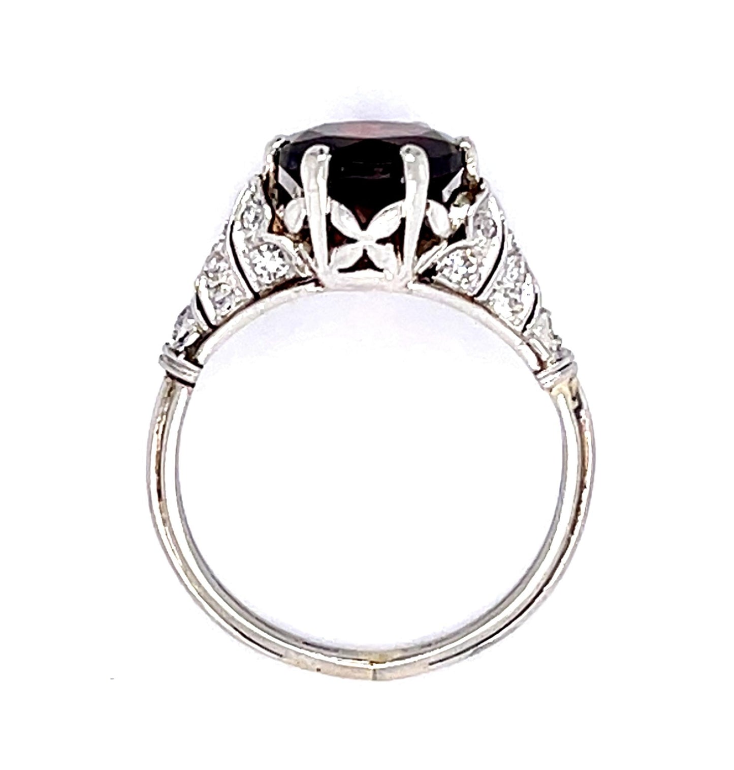 Original Art Deco 2ct Garnet .32ct Diamond PT Handmade Ring (Antique 1920s)