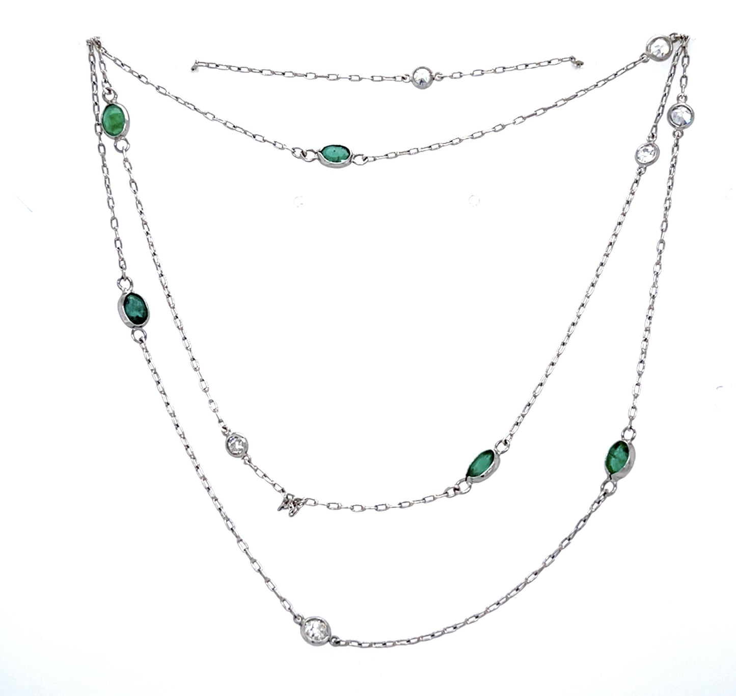 2.86ct Emerald 1.08ct Diamond PT Handmade Necklace 6.80g 20"