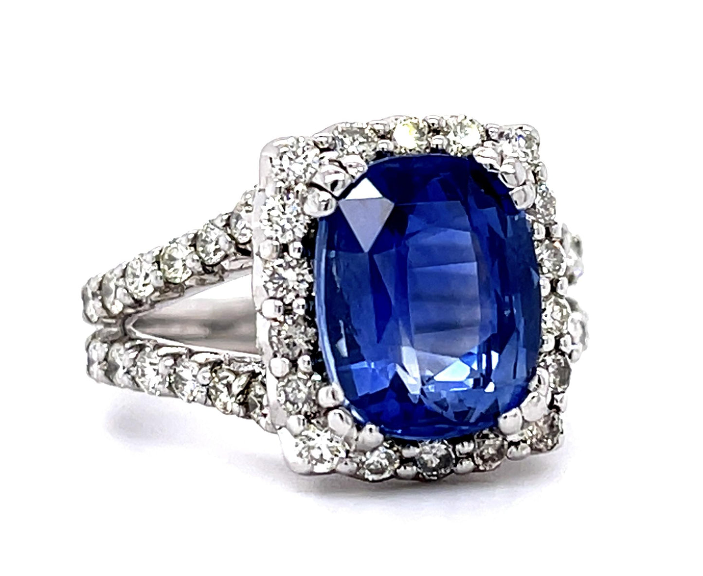 6.46ct Sapphire 1.75ct Diamond 14KW Ring