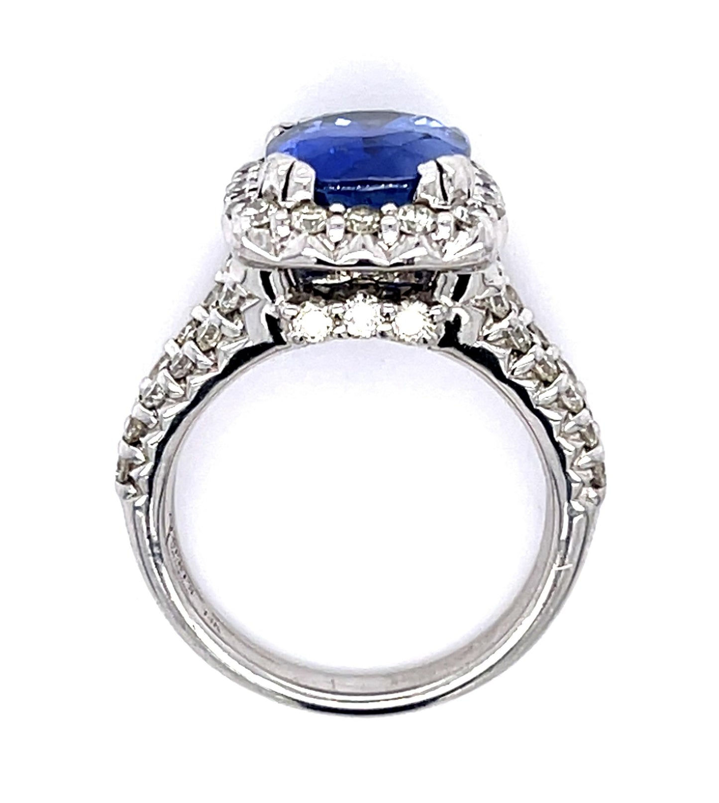 6.46ct Sapphire 1.75ct Diamond 14KW Ring