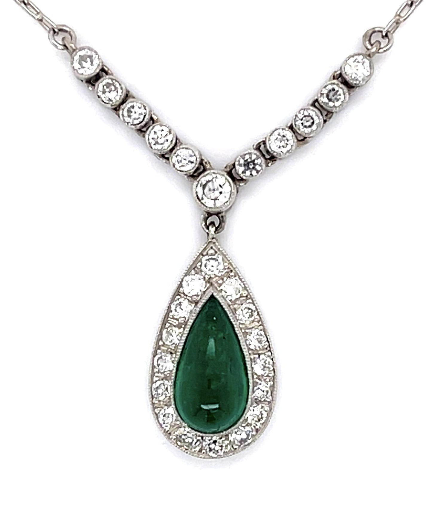 1.39ct Emerald .77ct Diamond PT Handmade Pendant