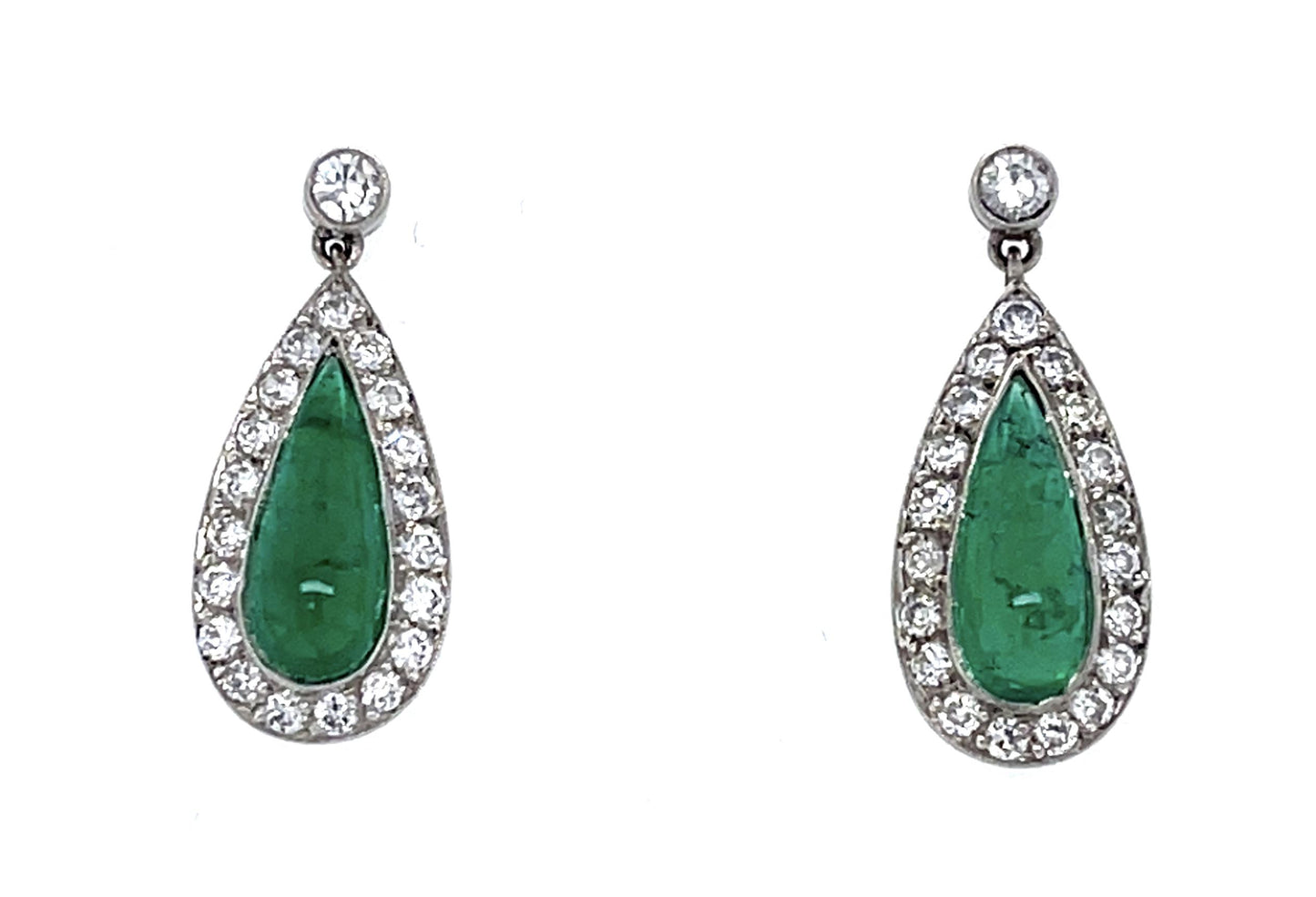 2.88ct Colombian Emeralds (No Cert) .85ct Diamond PT Handmade Earrings