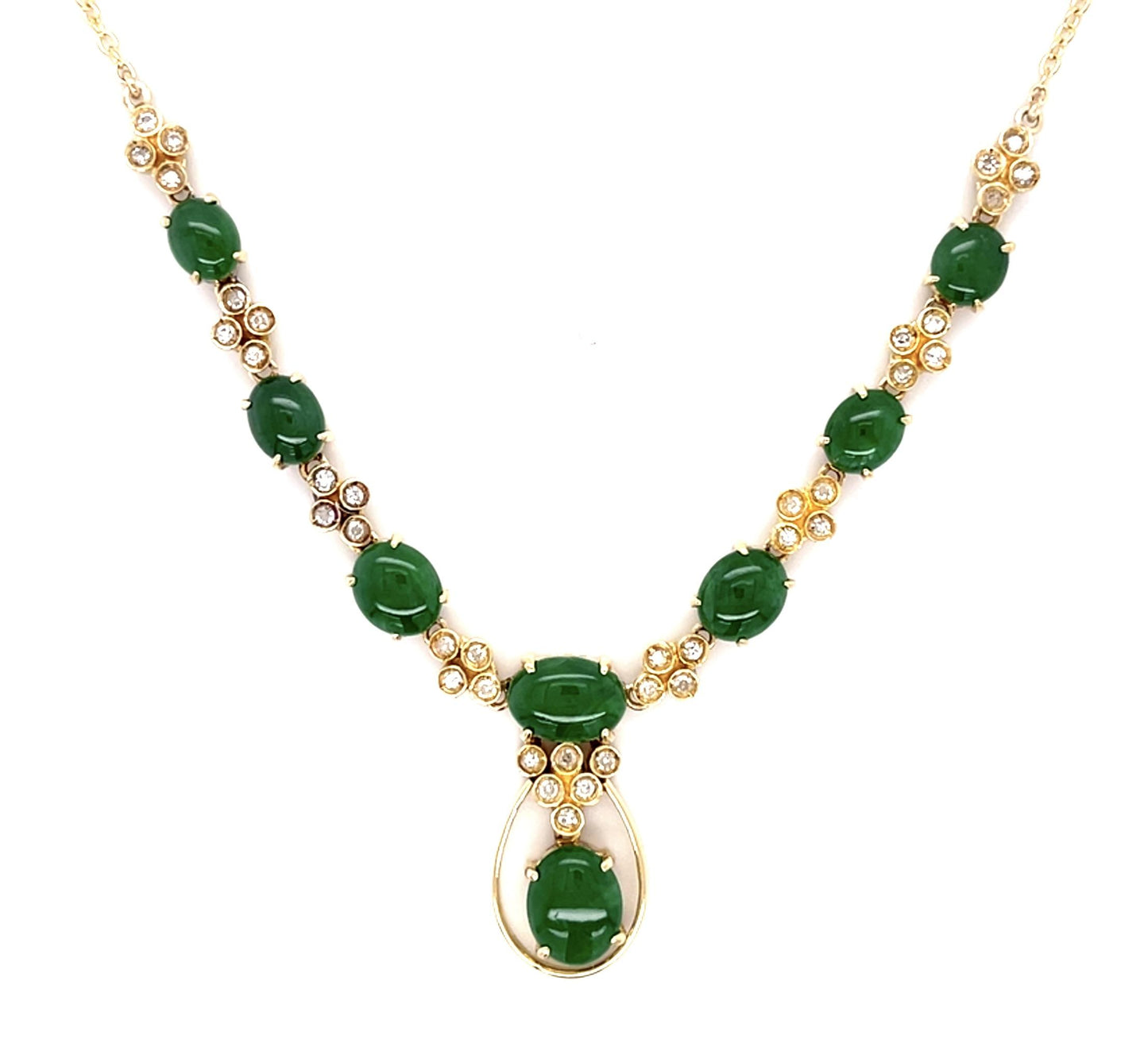 10.50ct Jade .85ct Diamond 14KY Necklace
