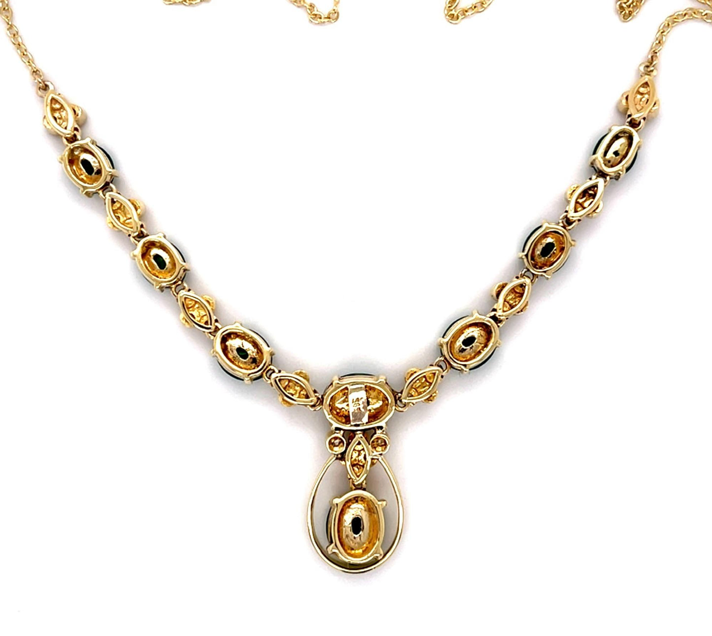 10.50ct Jade .85ct Diamond 14KY Necklace