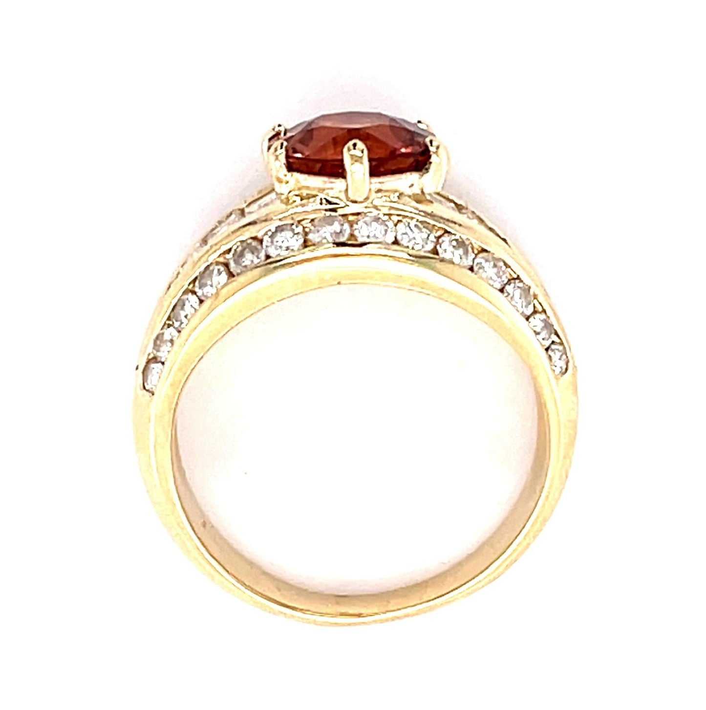 2.02ct Peach Tourmaline 2ct Diamond 14KY Ring