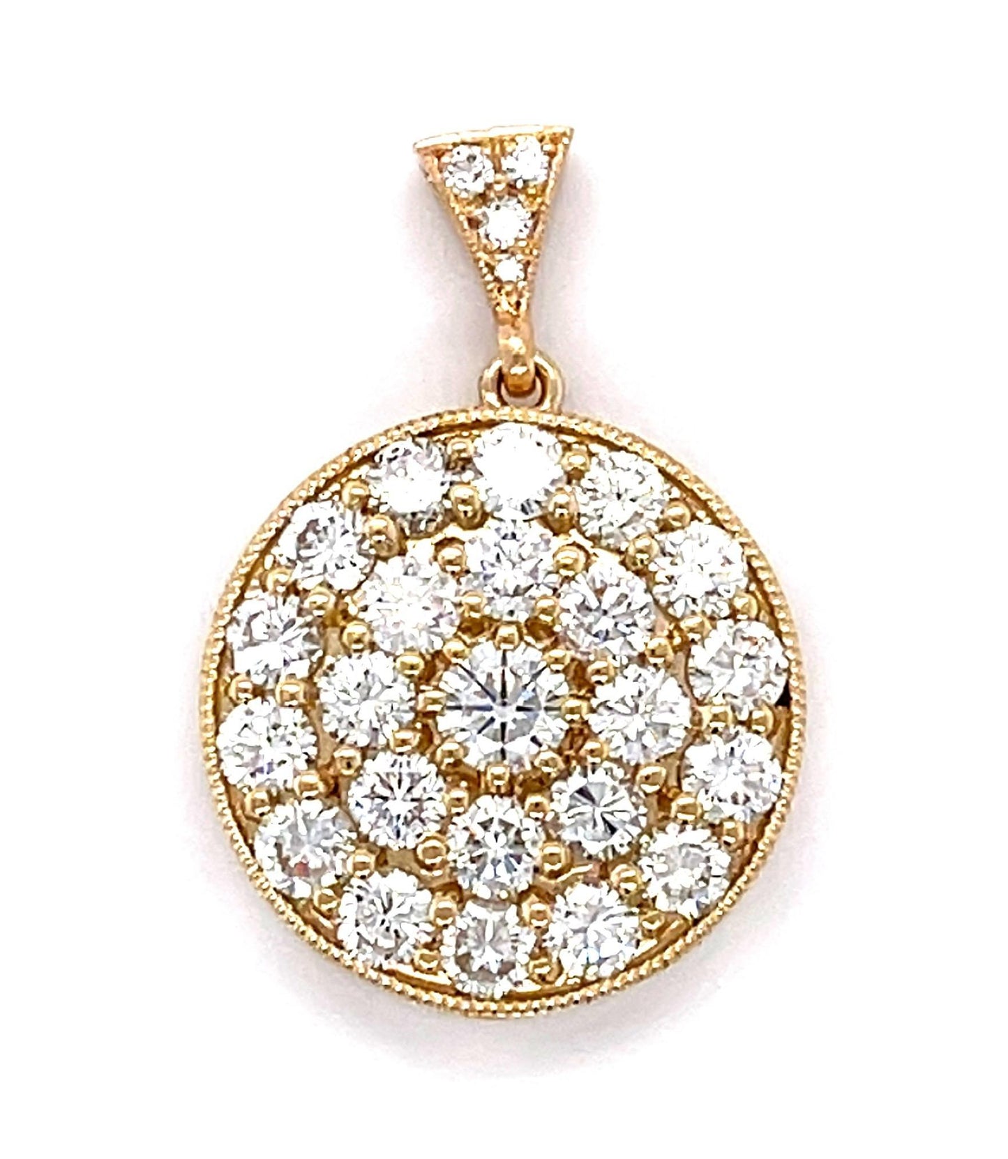 .25ct Center Diamond 14KY Halo Pendant 2.98ct SD