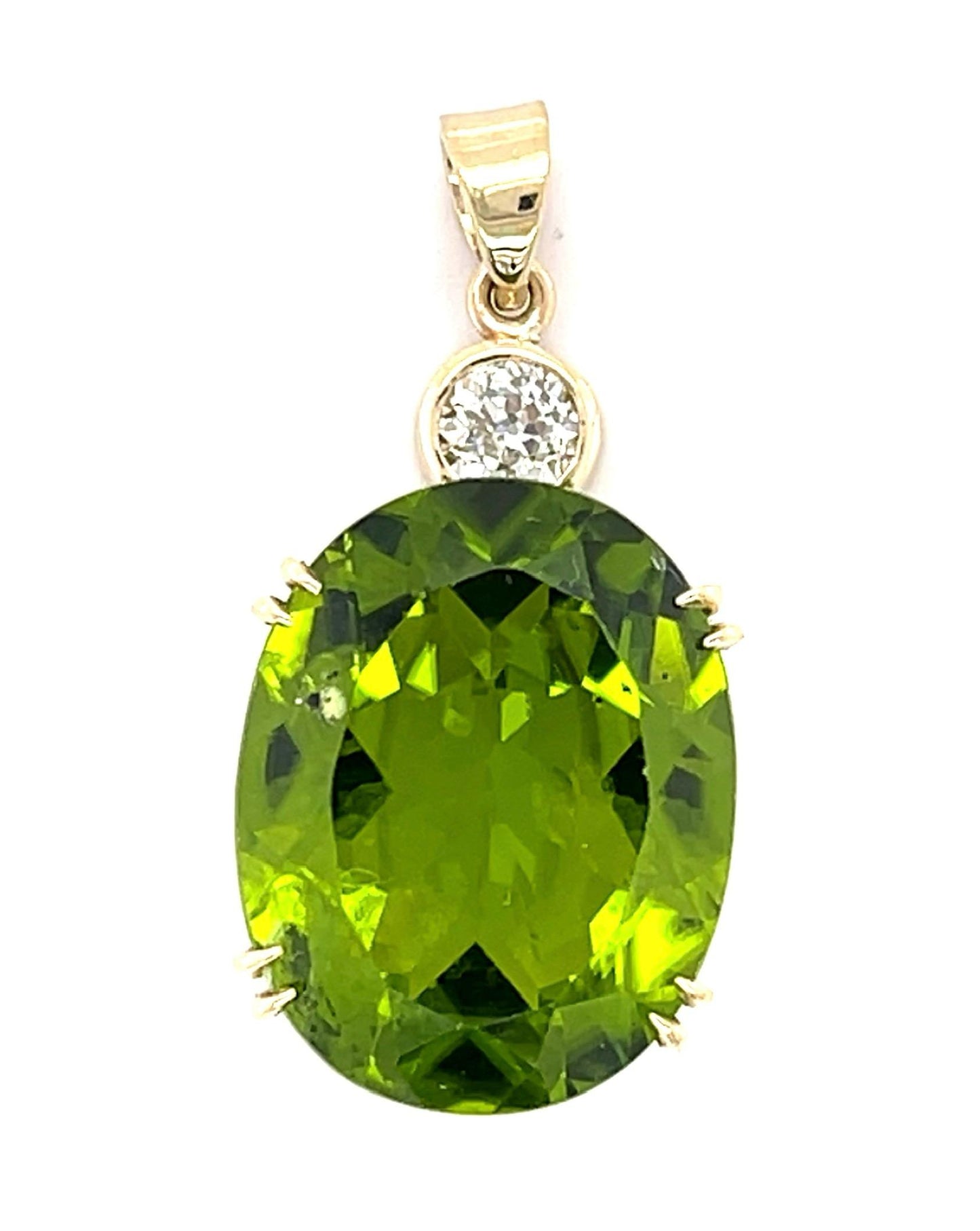 18ct Peridot .42ct Diamond 14KY Pendant
