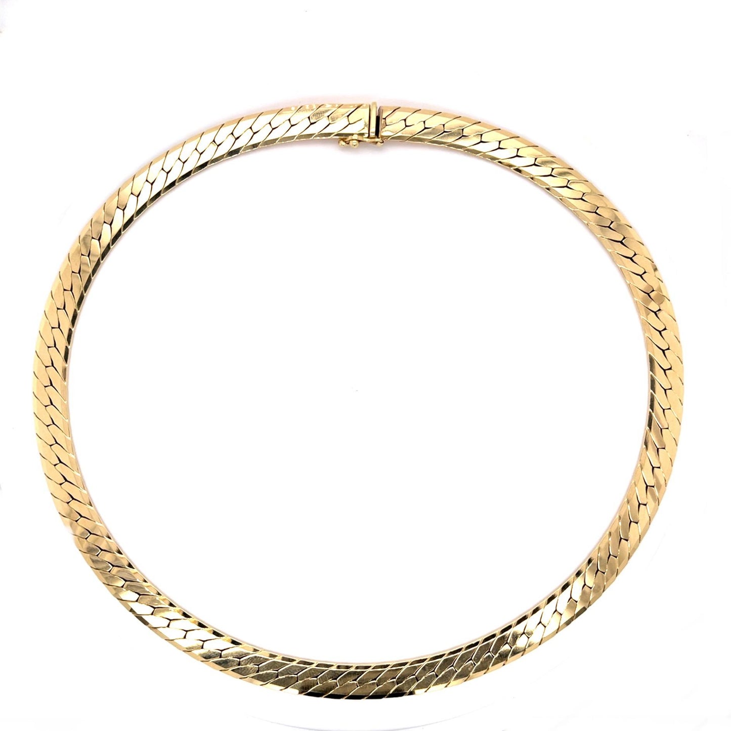 14KY Herringbone Chocker Necklace 45.75g 16"