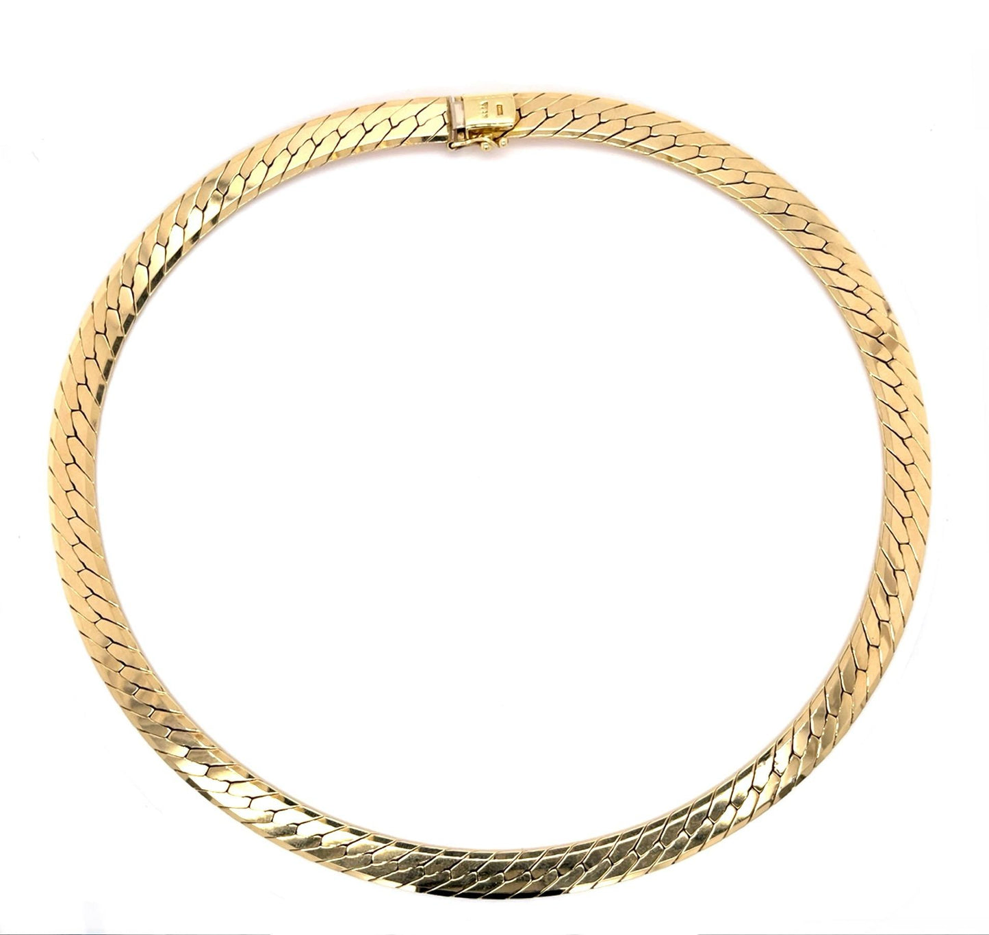 14KY Herringbone Chocker Necklace 45.75g 16"
