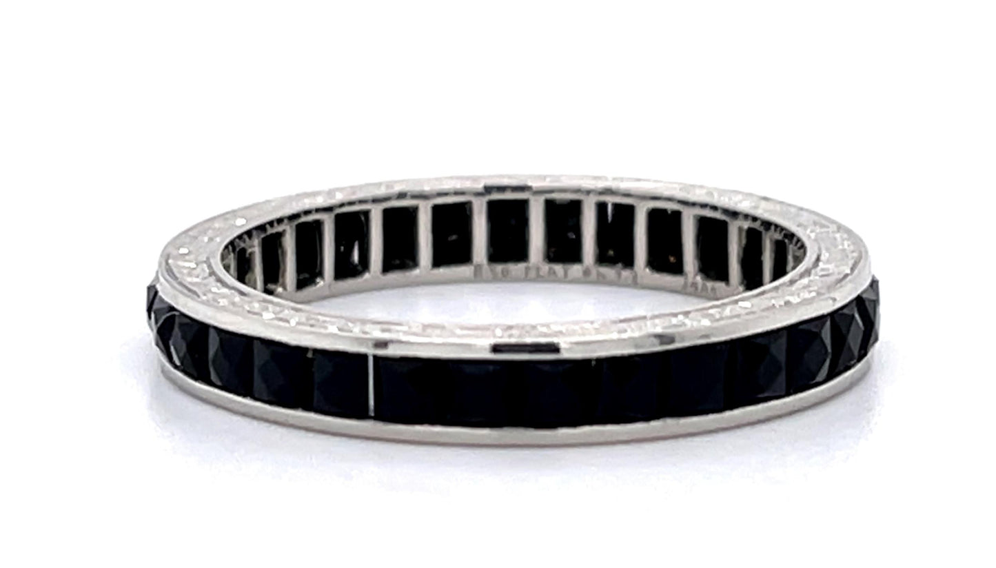 1.20ct French-cut Onyx PT Eternity Band