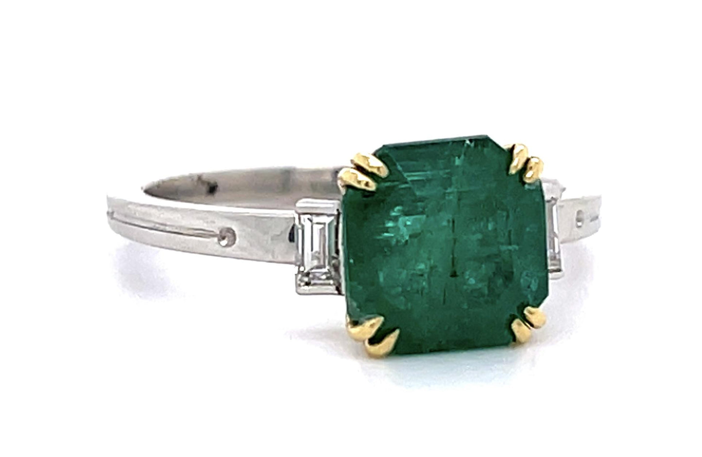 2.15ct Emerald .20ct Diamond PT Ring