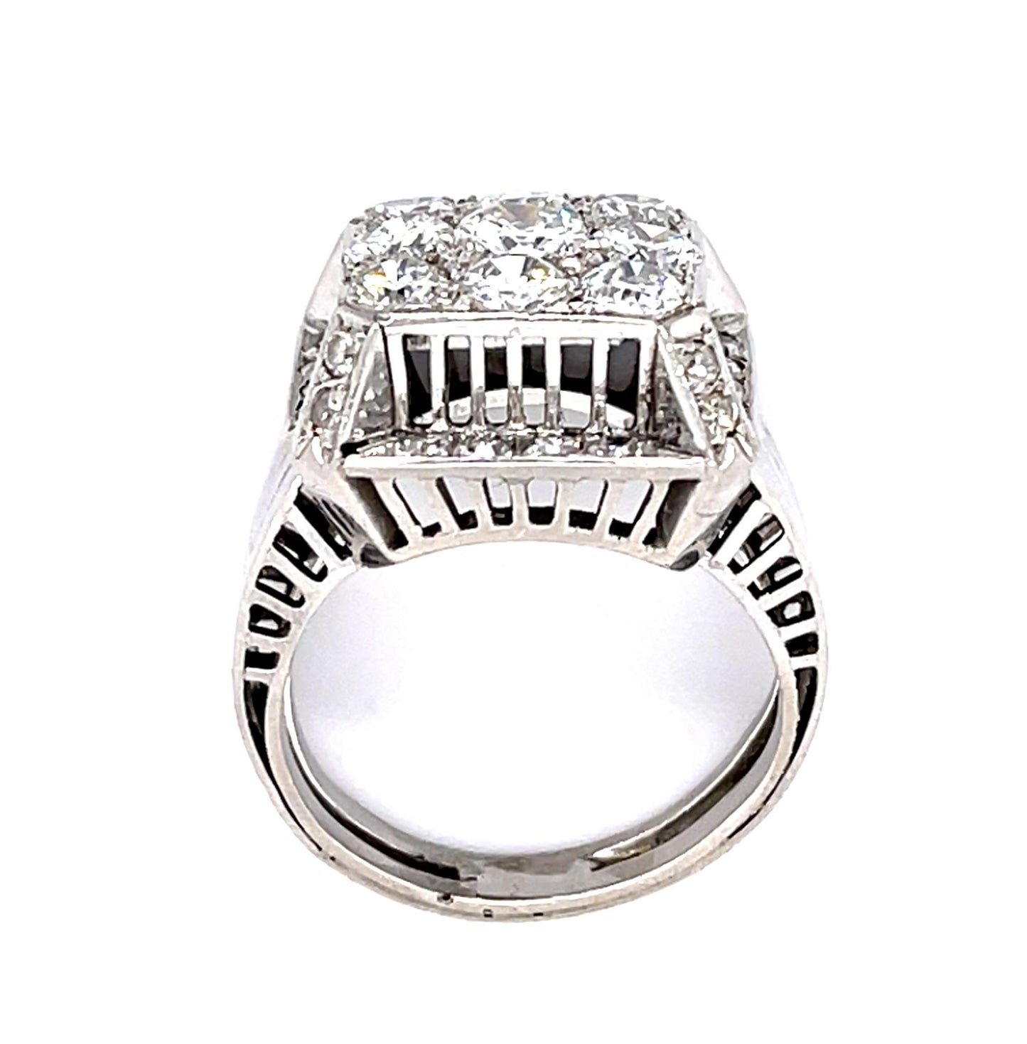 .38ct Round Center Diamond PT Handmade Ring (Vintage 1950s) 1.50ct SD .40ct SD