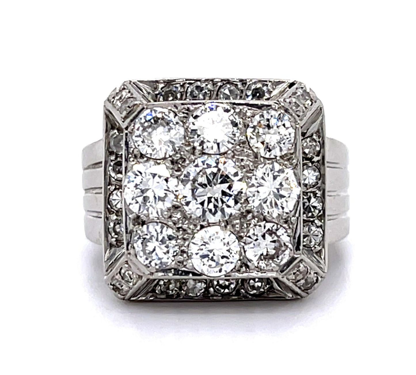 .38ct Round Center Diamond PT Handmade Ring (Vintage 1950s) 1.50ct SD .40ct SD