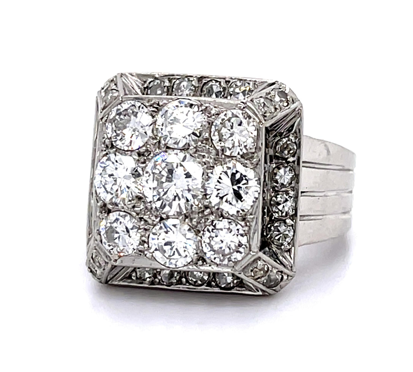 .38ct Round Center Diamond PT Handmade Ring (Vintage 1950s) 1.50ct SD .40ct SD
