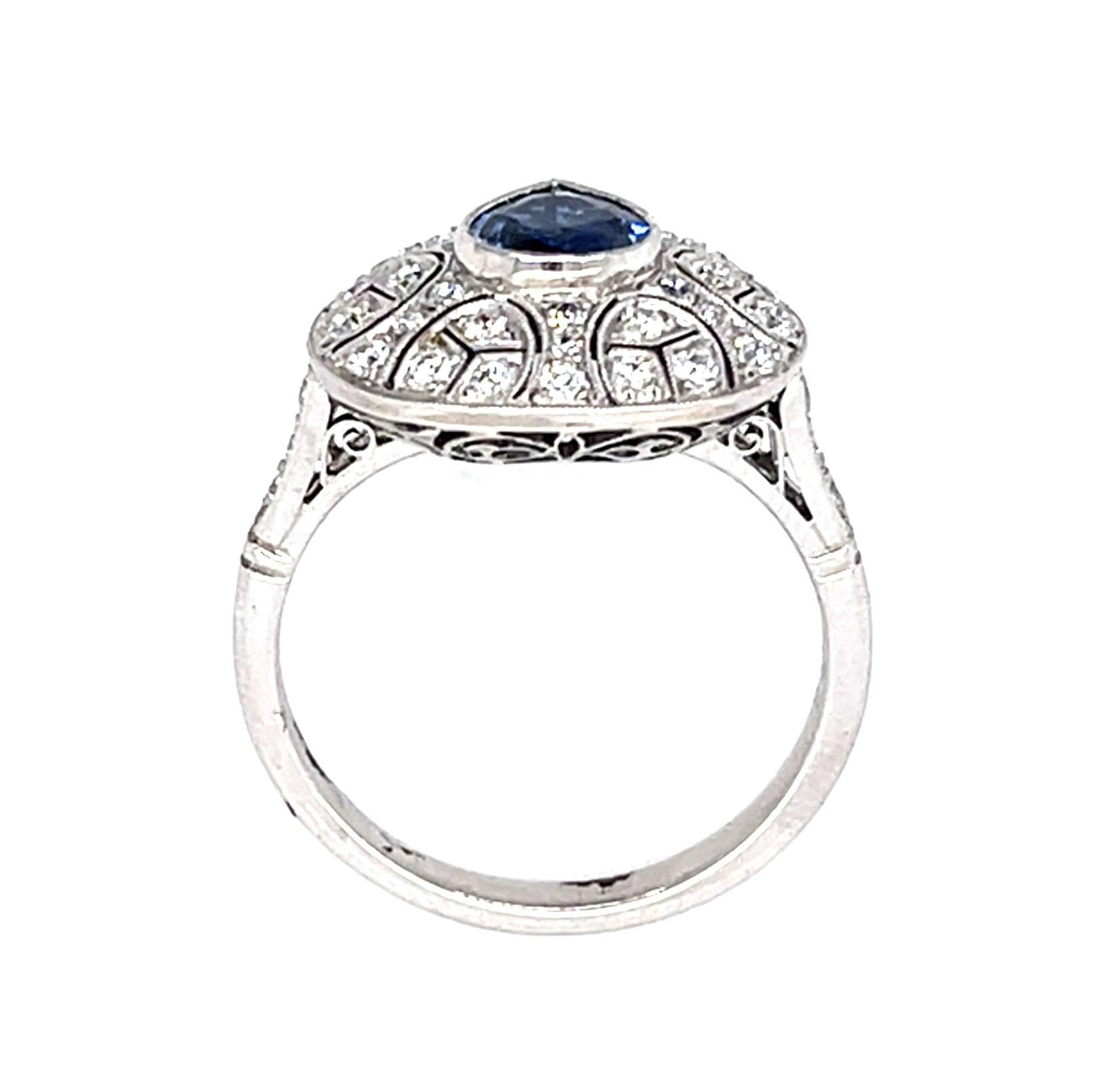 .82ct Sapphire 1ct Diamond PT Handmade Ring