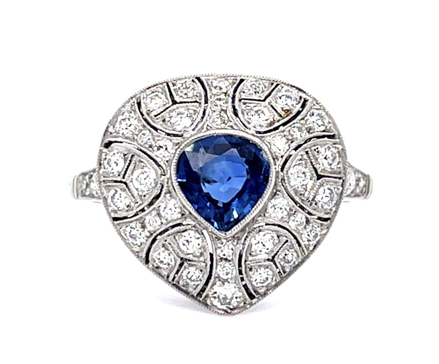 .82ct Sapphire 1ct Diamond PT Handmade Ring