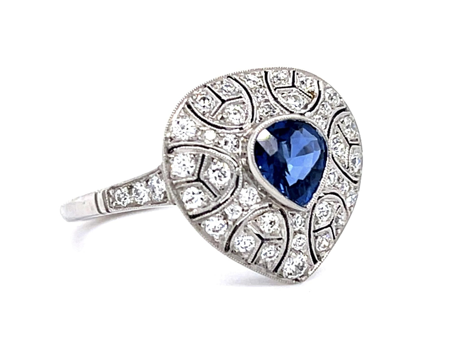.82ct Sapphire 1ct Diamond PT Handmade Ring