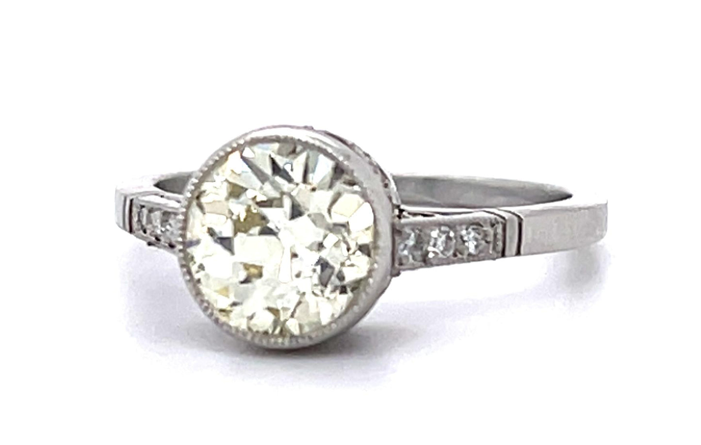 1.84ct Old European Diamond PT Handmade Ring