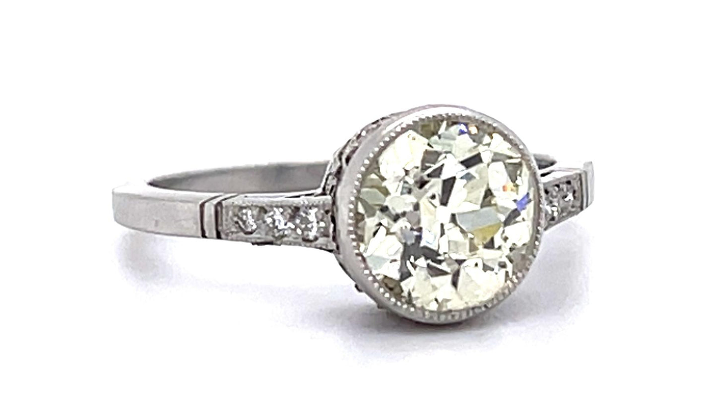 1.84ct Old European Diamond PT Handmade Ring