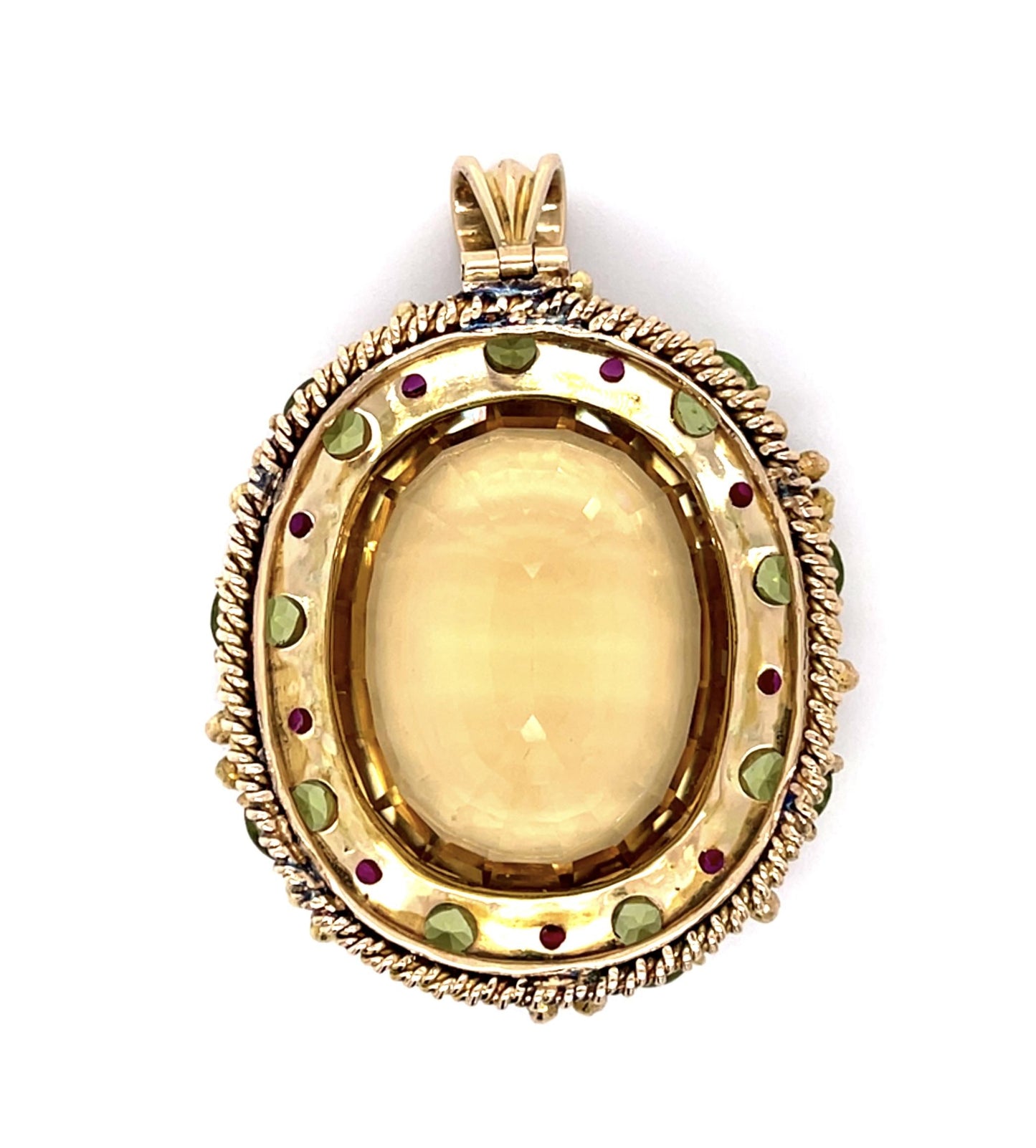 61ct Citrine 6ct Peridot 1ct Ruby 14KY Pendant