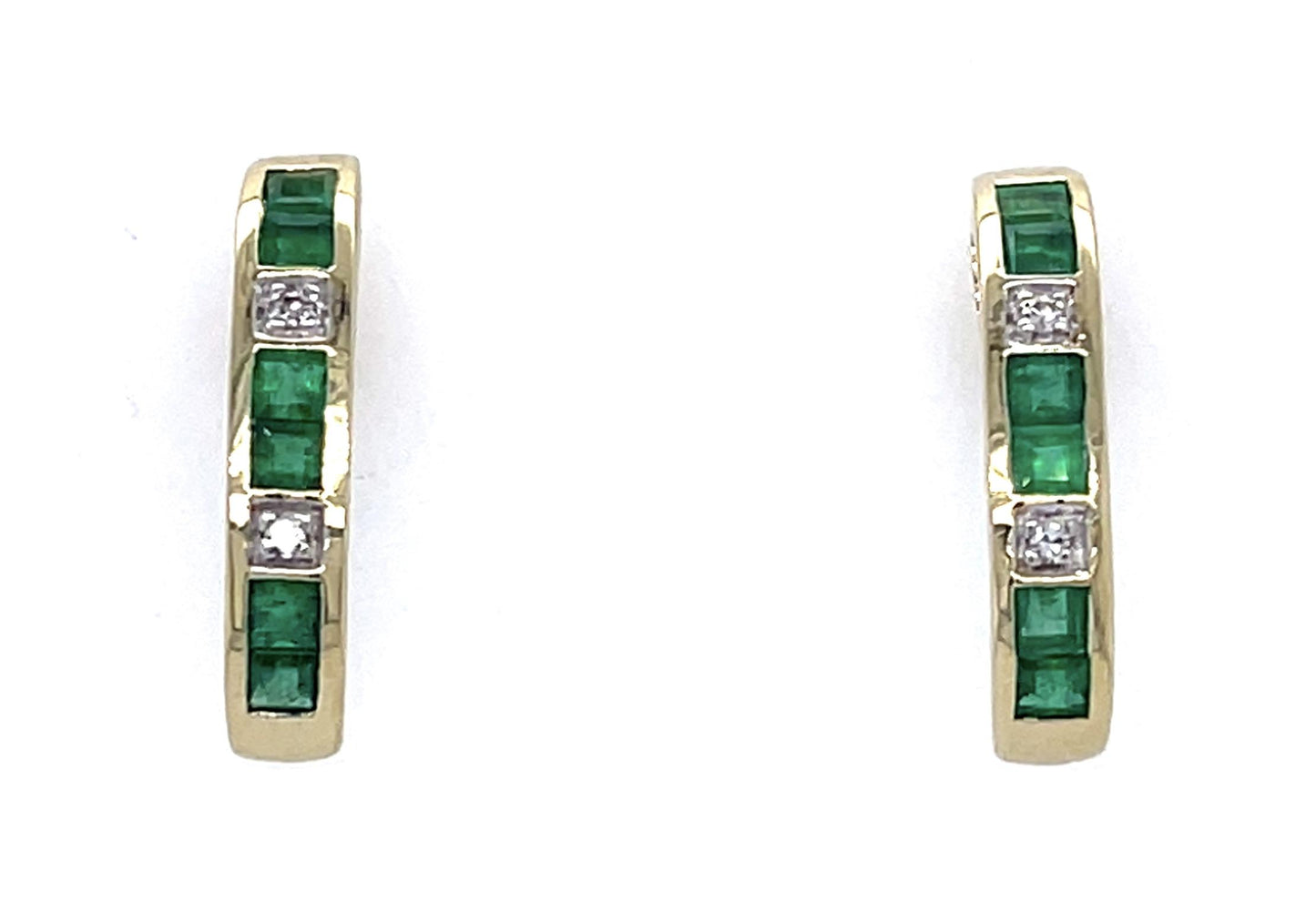 1.40ct Emerald .08ct Diamond 14KY Earrings