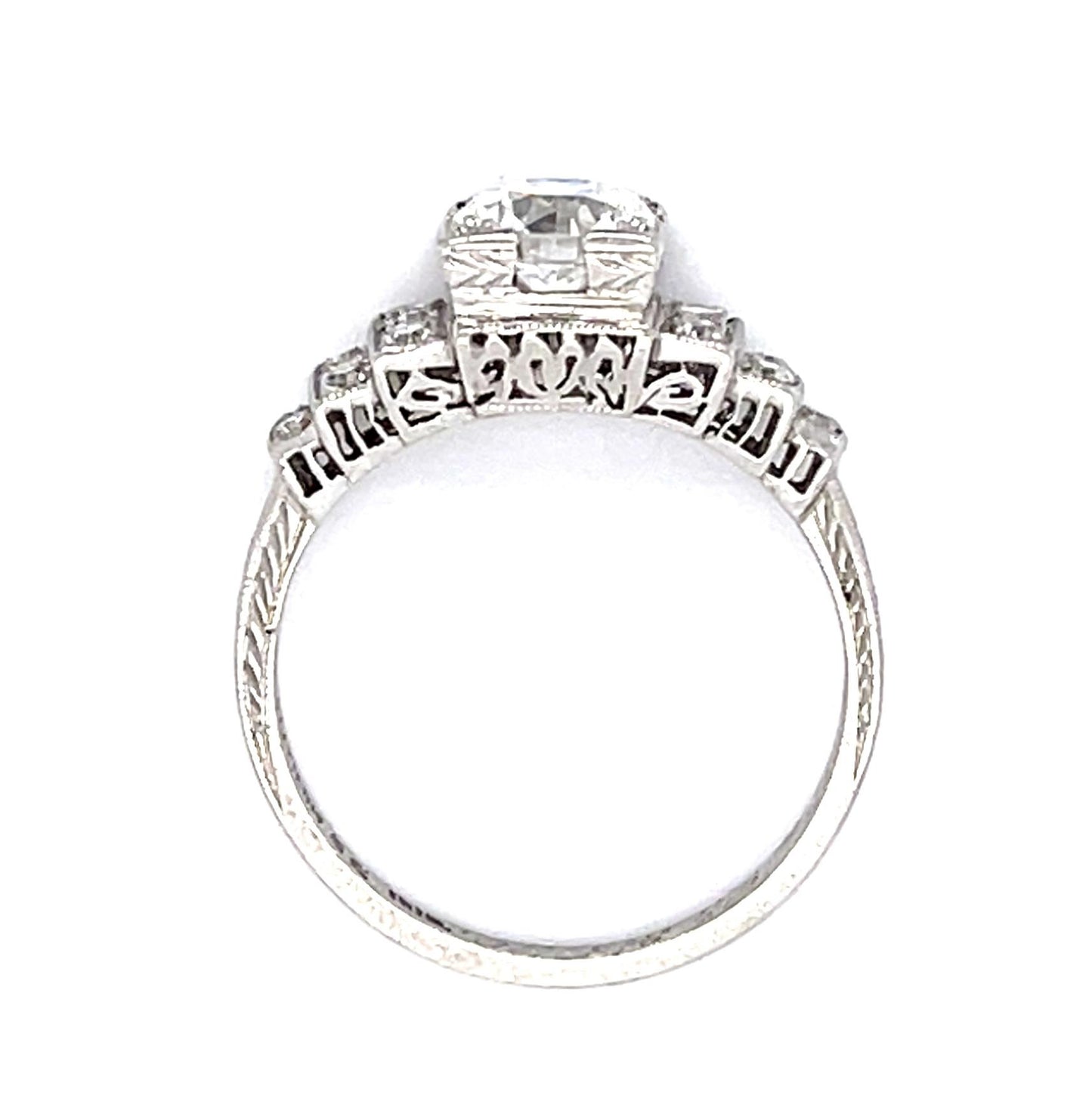 Original Art Deco 1ct Old European Diamond Center PT Ring (1930s) .30ct SD