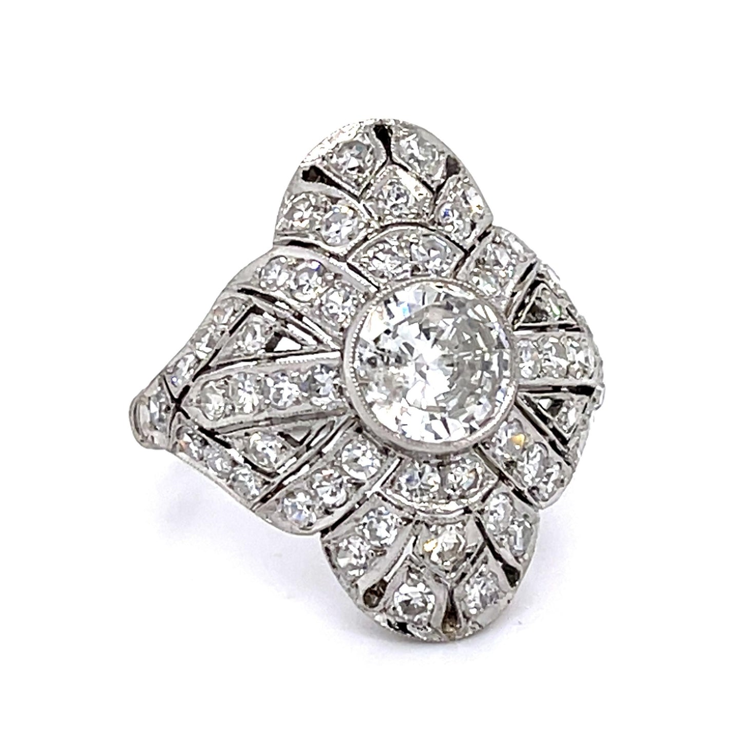 .88ct Center Diamond PT Handmade Ring 1ct SD 5.80g 7.25 Size