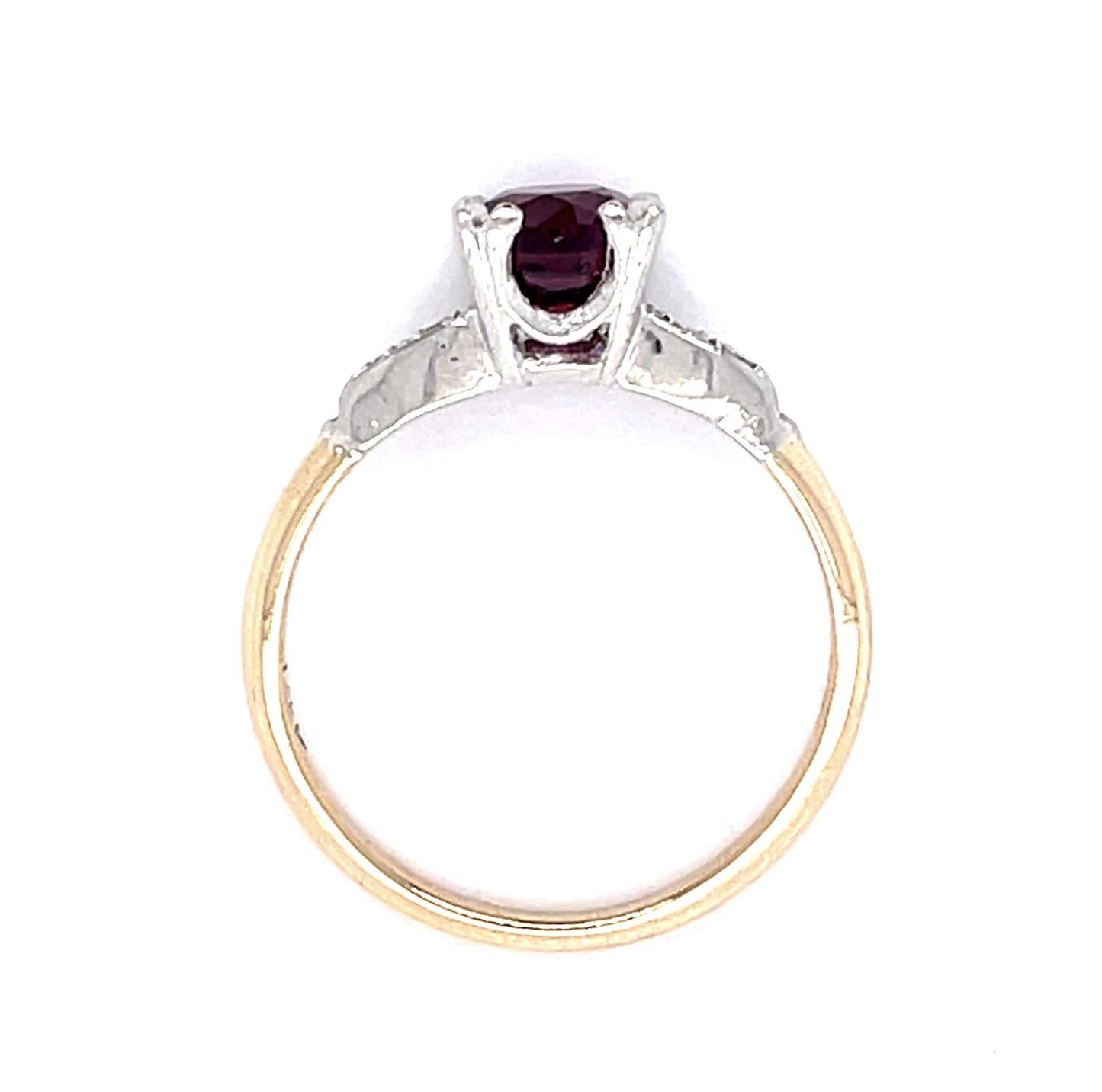 1.66ct Pink Garnet .12ct Diamond 14K Two Tone Ring (Vintage 1930s)