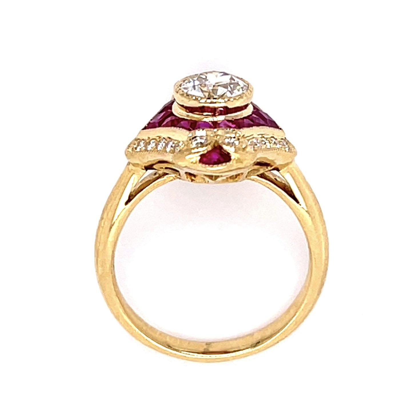 .70ct Old European Diamond 1.60ct Ruby 18KY Ring .17ct SD