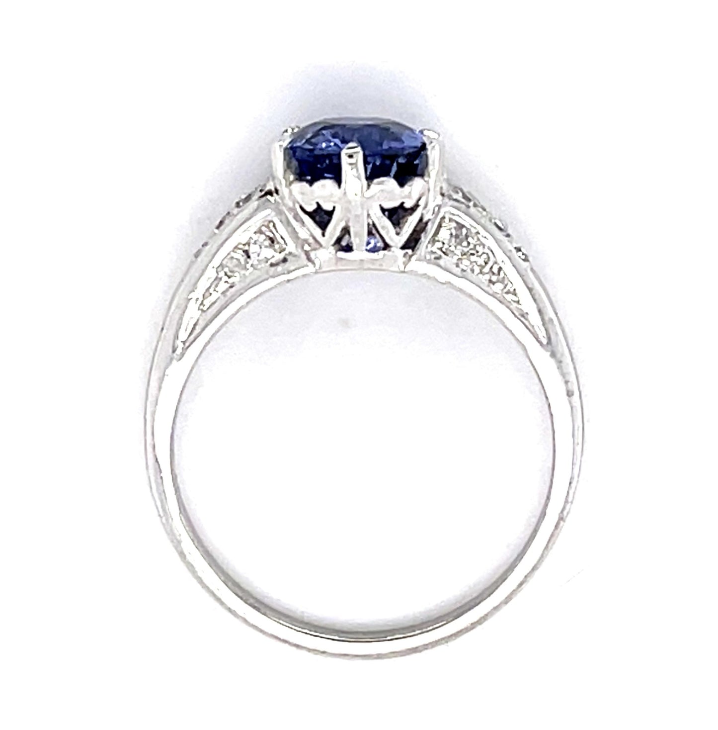 1.36ct Sapphire .14ct Diamond Platinum Ring 3.91g 6 Size