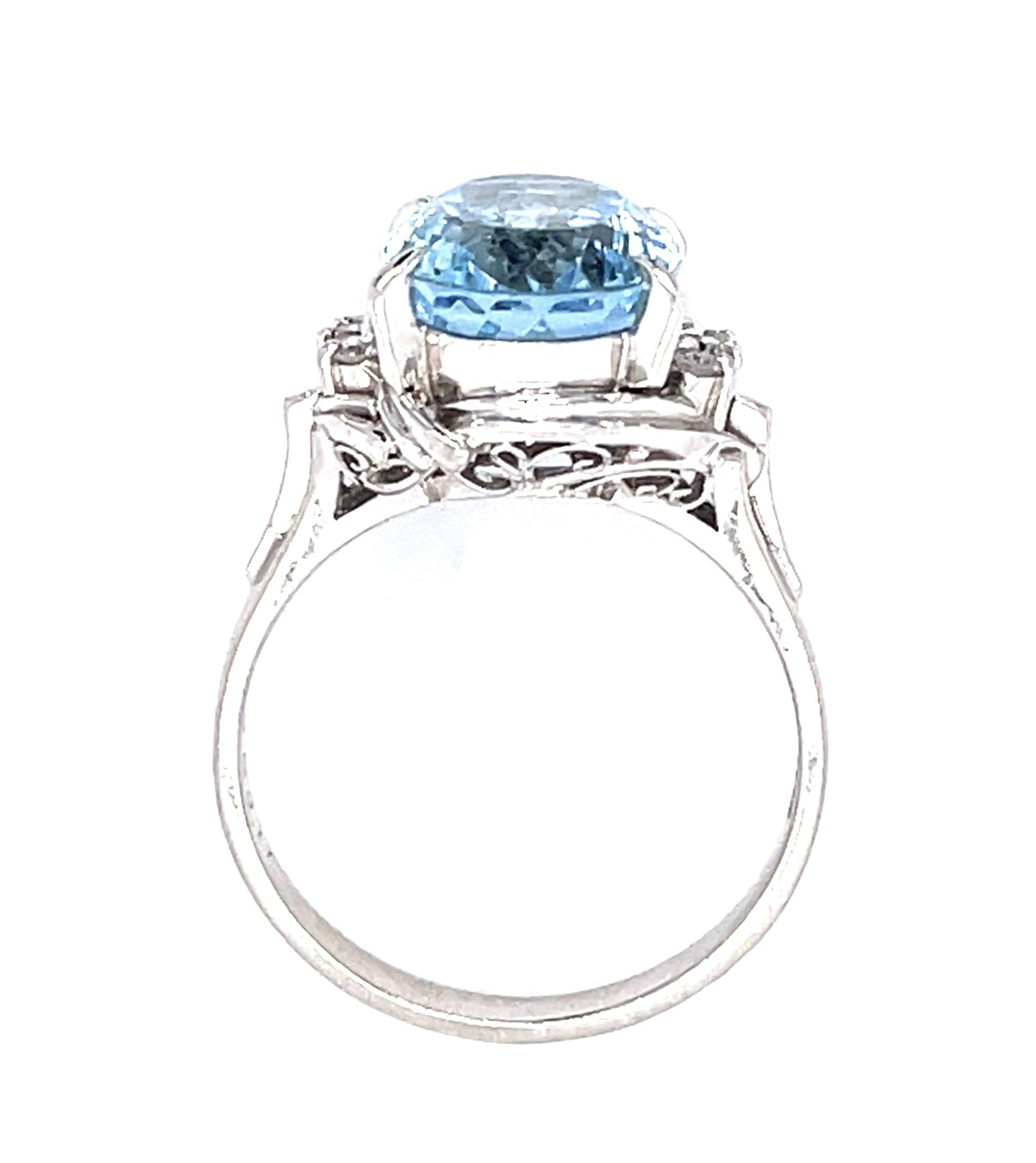 4.45ct Aquamarine .11ct Diamond Platinum Ring